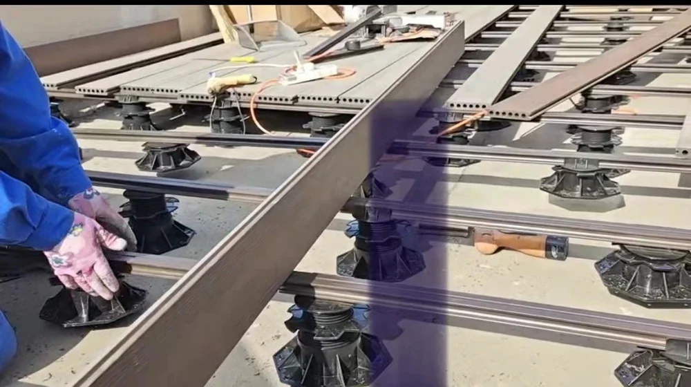 Adjustable floor joist paver tile deck support for decking