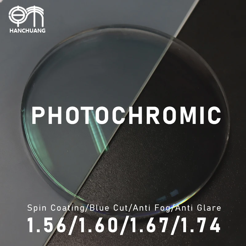 1.56/1.60 Blue Cut Photochromic Single Vision Anti-Reflective Lenses with UV Protection SHMC Coating PGX Myopia Reading Optical