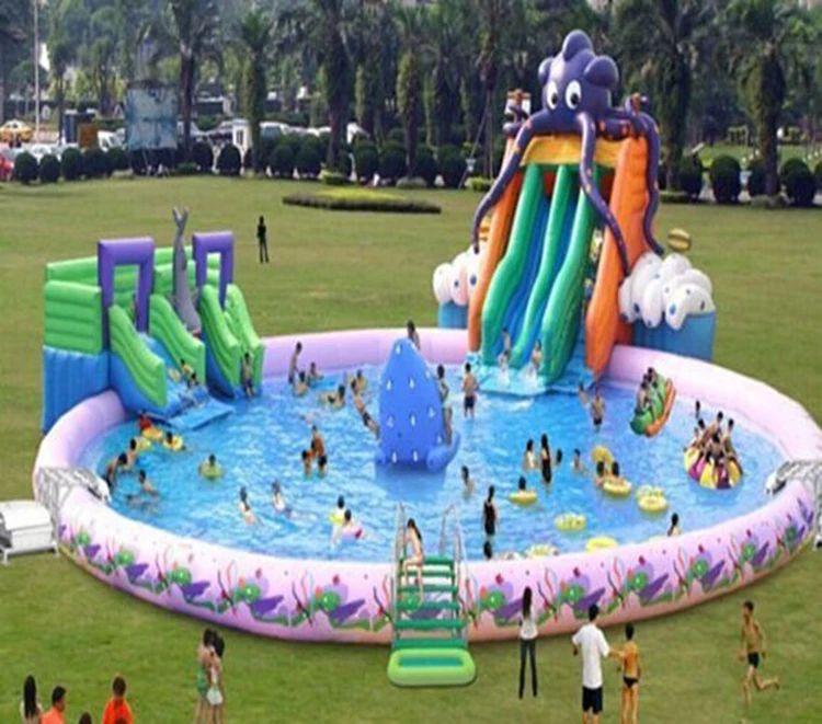 Large jump house bouncer water play equipment park 24 foot inflatable water slide for adults