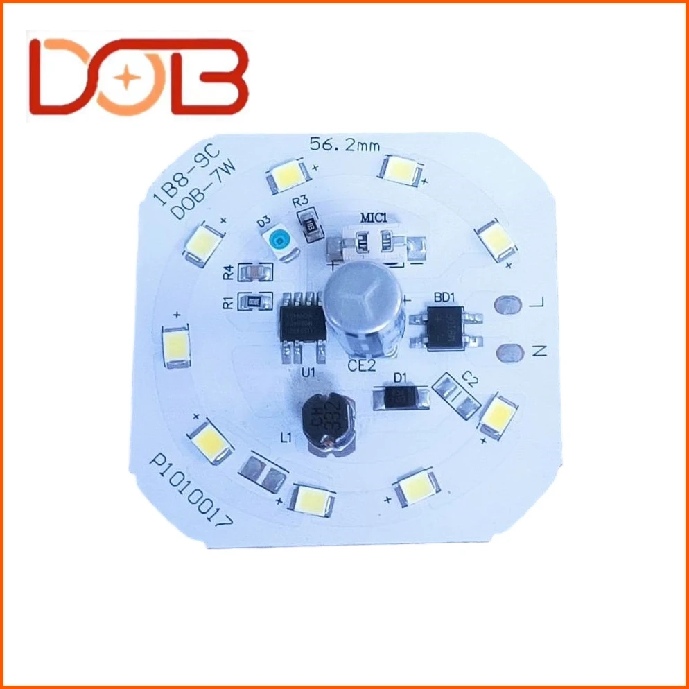 7w Voice controlled induction dob Led Bulb Pcb Led Chip Led Dob  Flicker-Free Dob B22 Easy To Install China Factory Pcb Board