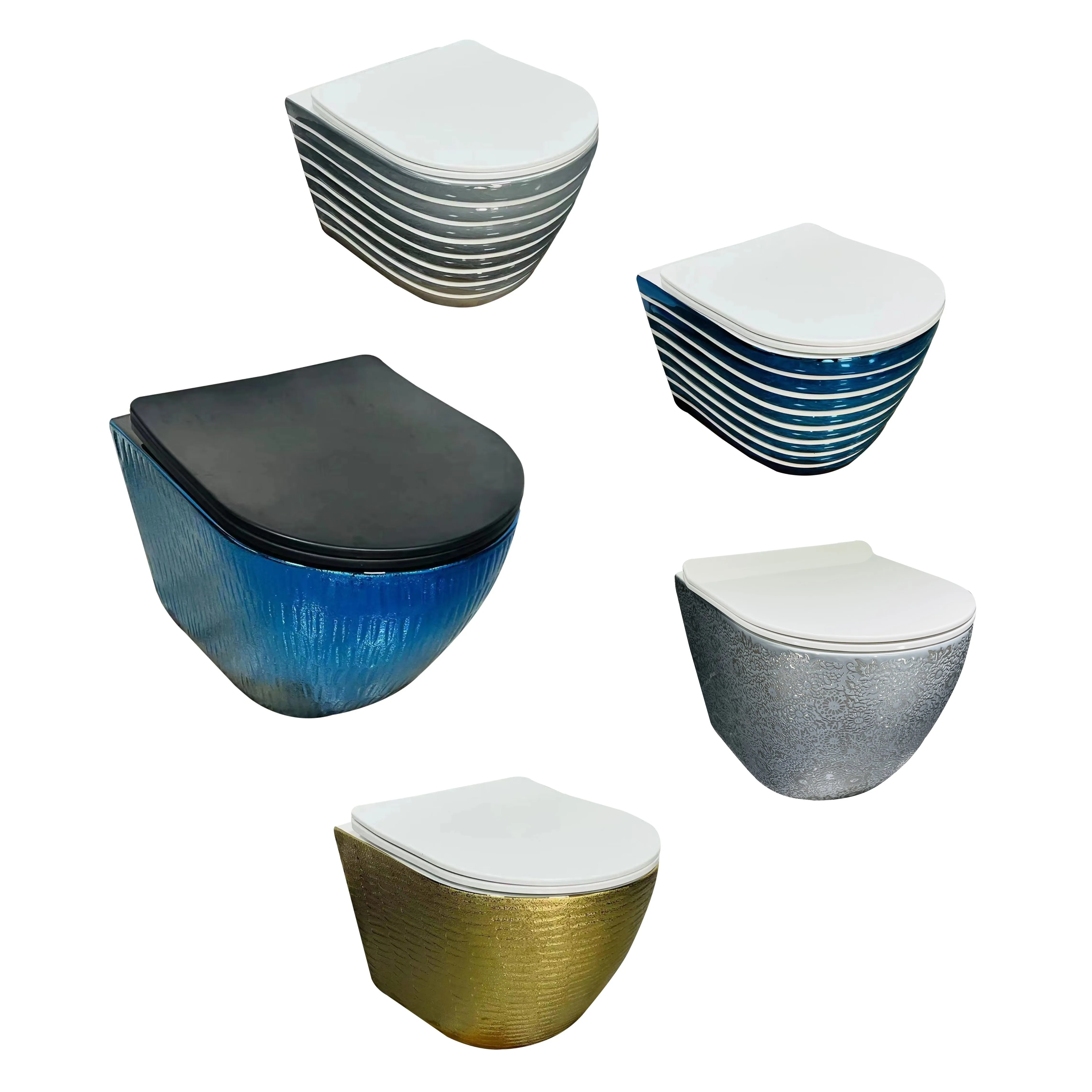 Various luxury style custom color size wall mounted washroom toilet bowl ceramic wall hung one piece hanging toilet for bathroom