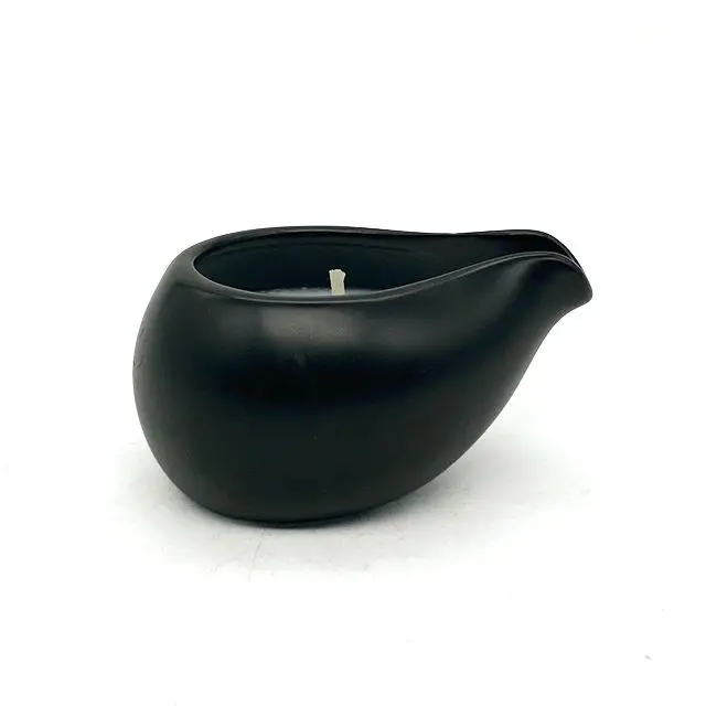 Ceramic Candle Holder Filled with Wax Spa Massage Candles LTC20 Factory Outlet 2oz Black Customized Logo Colored Flame Pillar