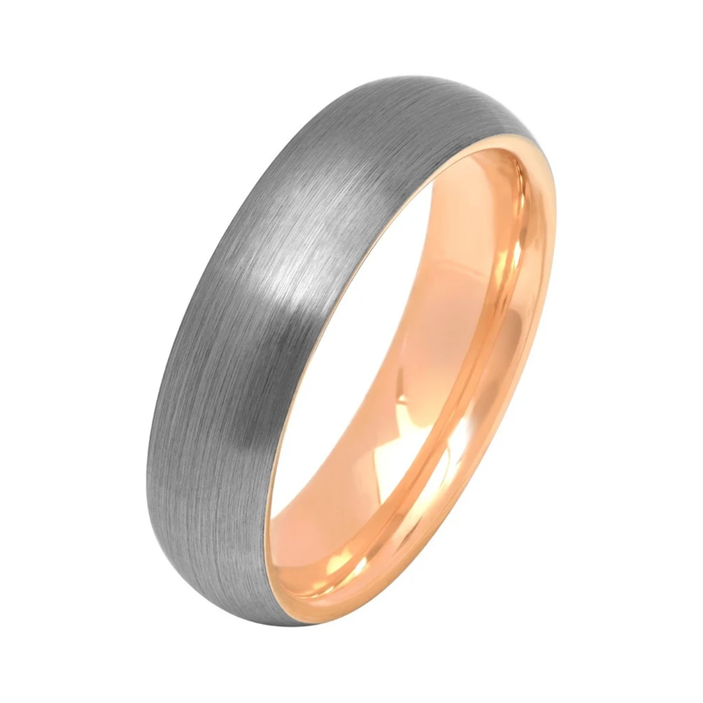 Alin Customized Newest Material Tantalum Ring Silver Brushed Rose Gold Inner Wedding Bands For Men Jewelry