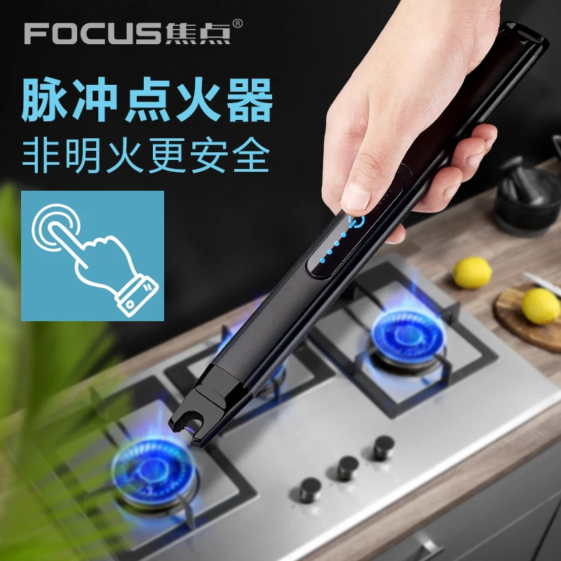 Zinc Plasma Arc Lighter Electric Windproof Flameless Long USB Lighter for Kitchen BBQ Candle Lighter