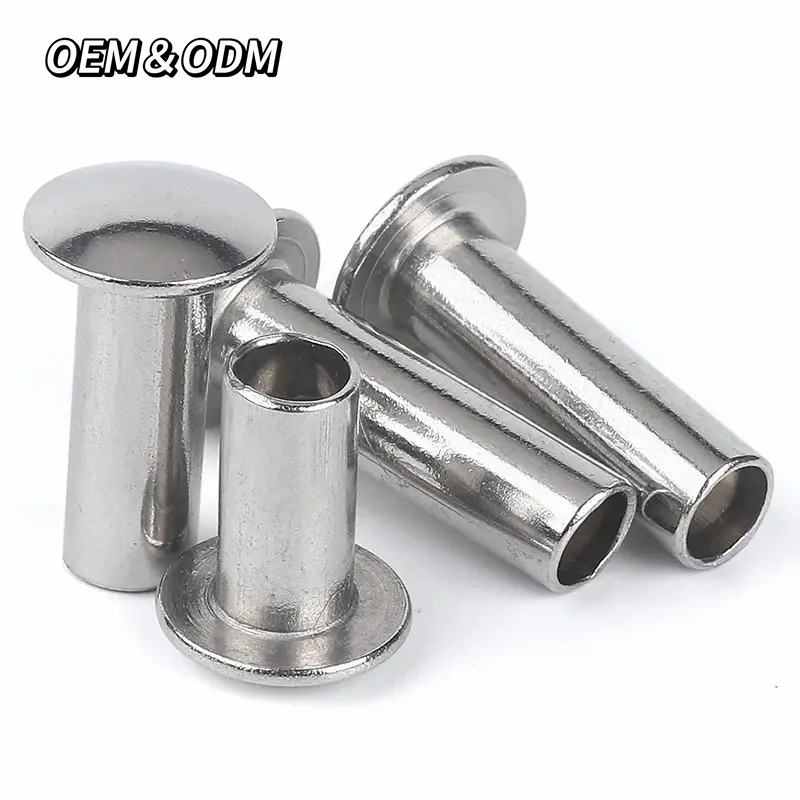 Oem Wholesale Fastener Din7338 Semi Hollow Rivet N  4Mm X 8Mm Stainless Steel Semi-Hollow Rivet Flat Head Semi Tubular Rivets