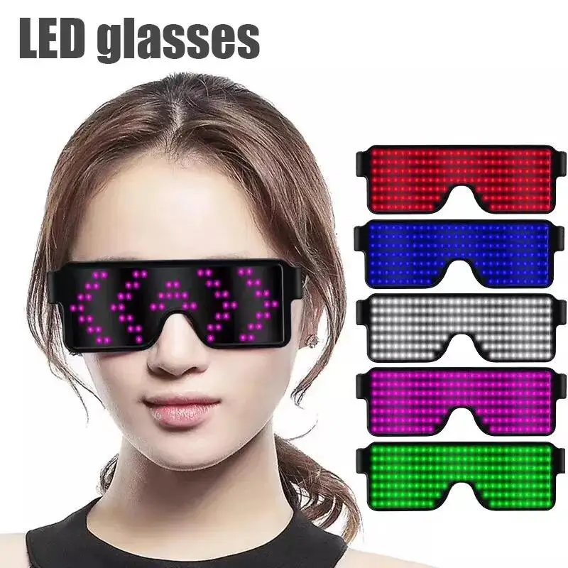 Magic Led Party Glasses APP Control Shield Luminous Glasses USB Charge DIY App Control Multi-lingual Quick Flash Led Light