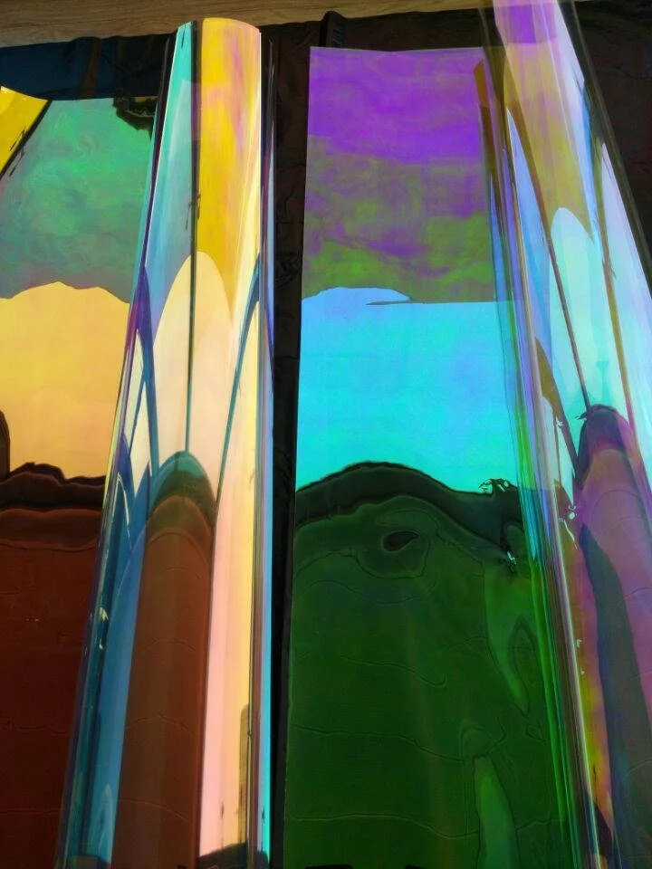 Royal Glory 3M Quality 70 Microns Self Adhesive Dichroic Iridescent Window Film for Building Glass and Acrylic