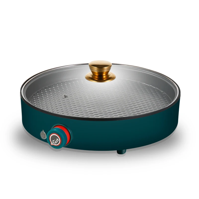 Portable electric barbecue grill with 5 level temperature adjustment electric frying pan for camping