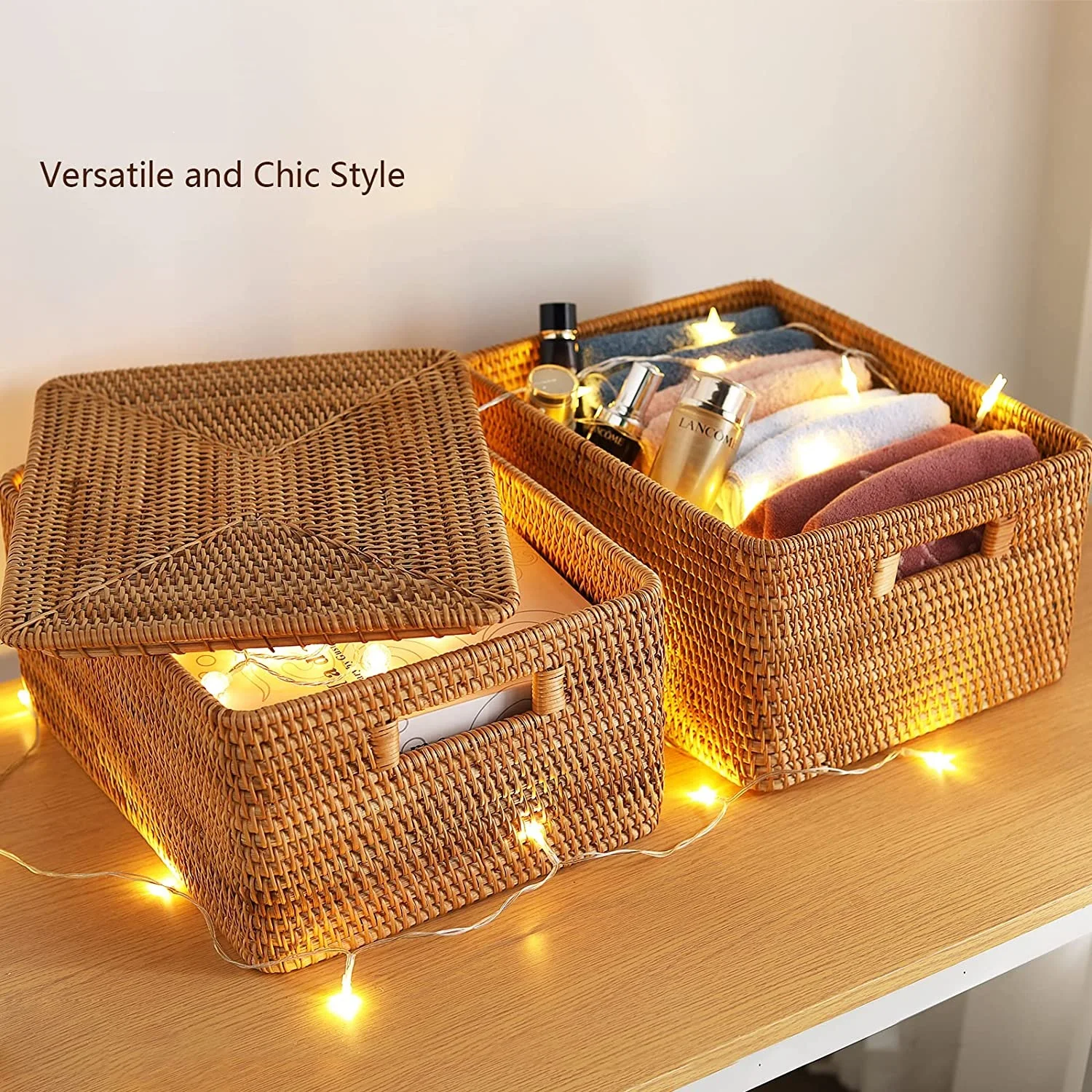 Handmade Handwoven Gift Fruit Bread VegetableTray For Coffee Table Serving Trays Set Rattan Baskets Organizer for Storage