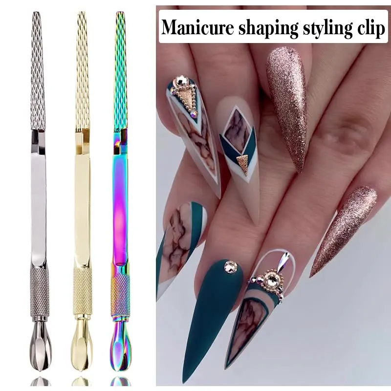 Nail Art Double-Headed Plastic Clip Crystal Nail Shaping Tweezers Stainless Steel Nail Polish Remover Glue To Push Dead Skin