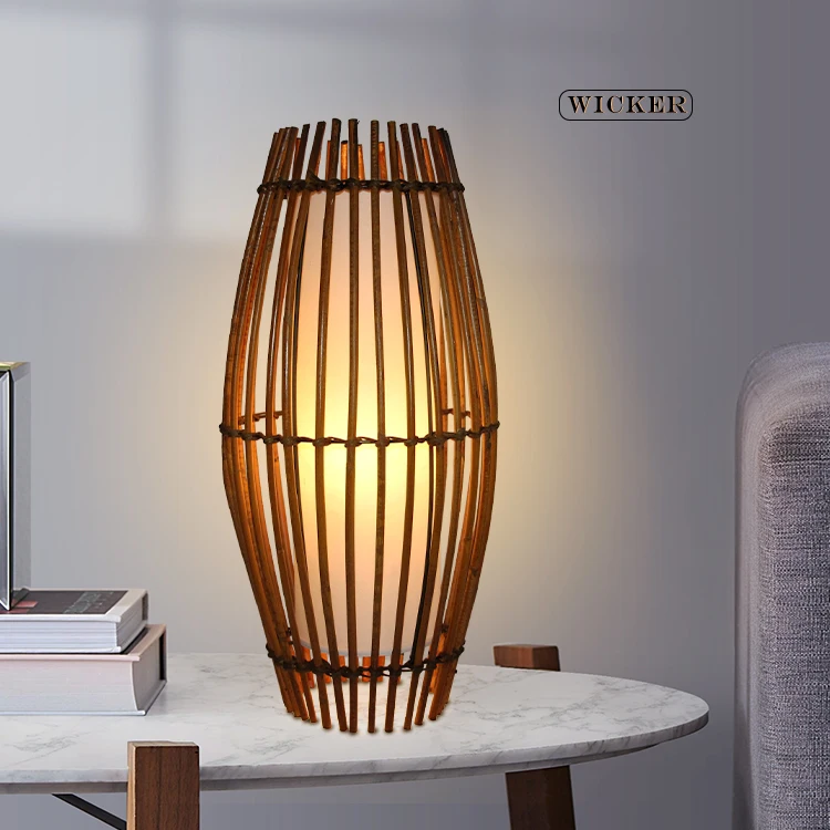 
hot sale modern with rattan table lamp desk lamp for indoor light lamps wicker rattan lighting fixture lights for home 