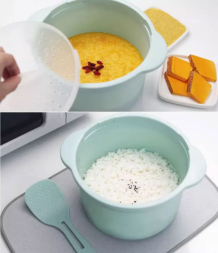 New Multifunctional Plastic Microwave Rice Cooker and Bento Lunch Box Insulated Food Steamer Pot