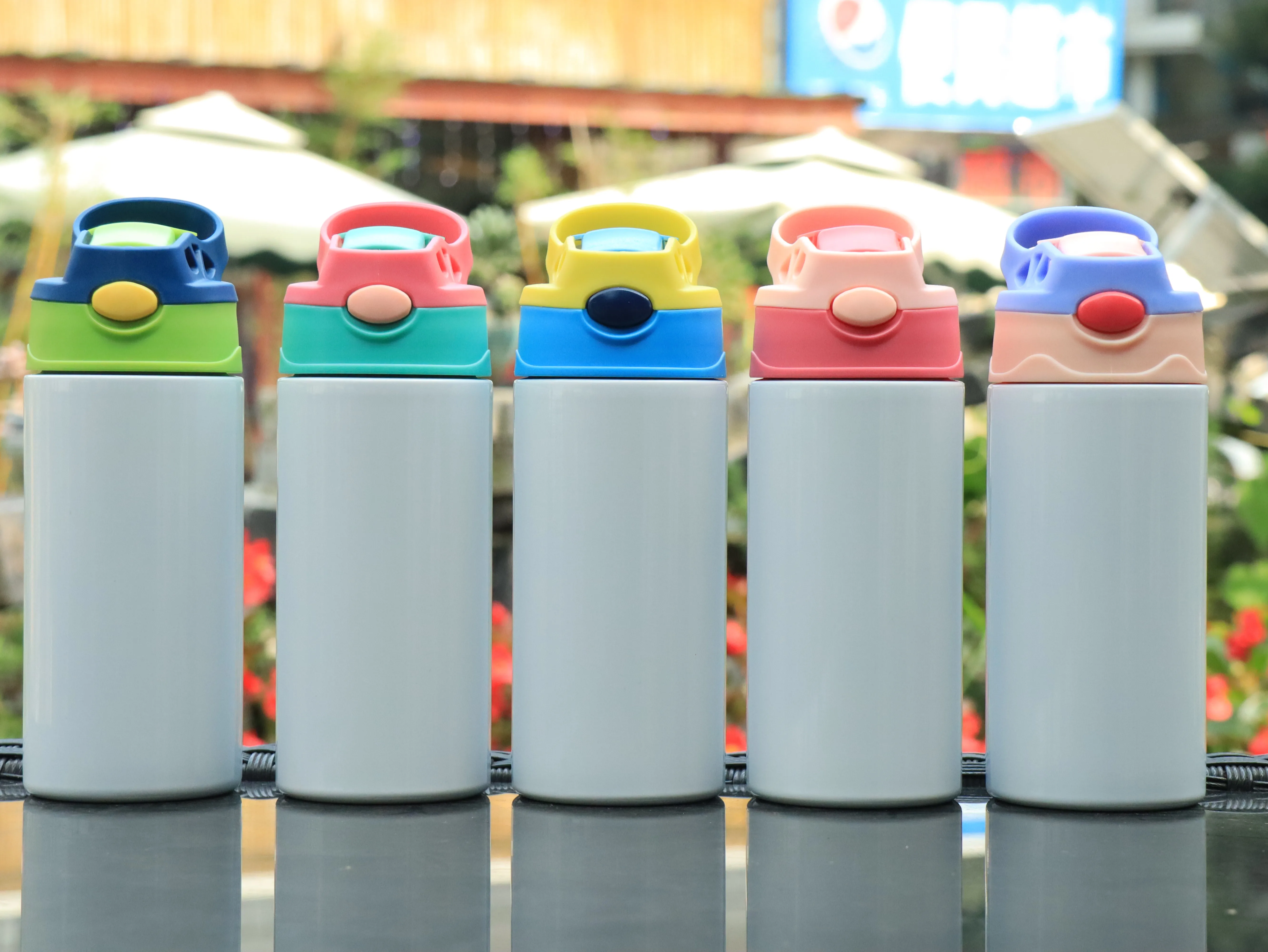 US warehouse 12oz 350ml Sublimation kids Cup Stainless Steel Flip Top straight Water Bottle Kids sublimation tumbler