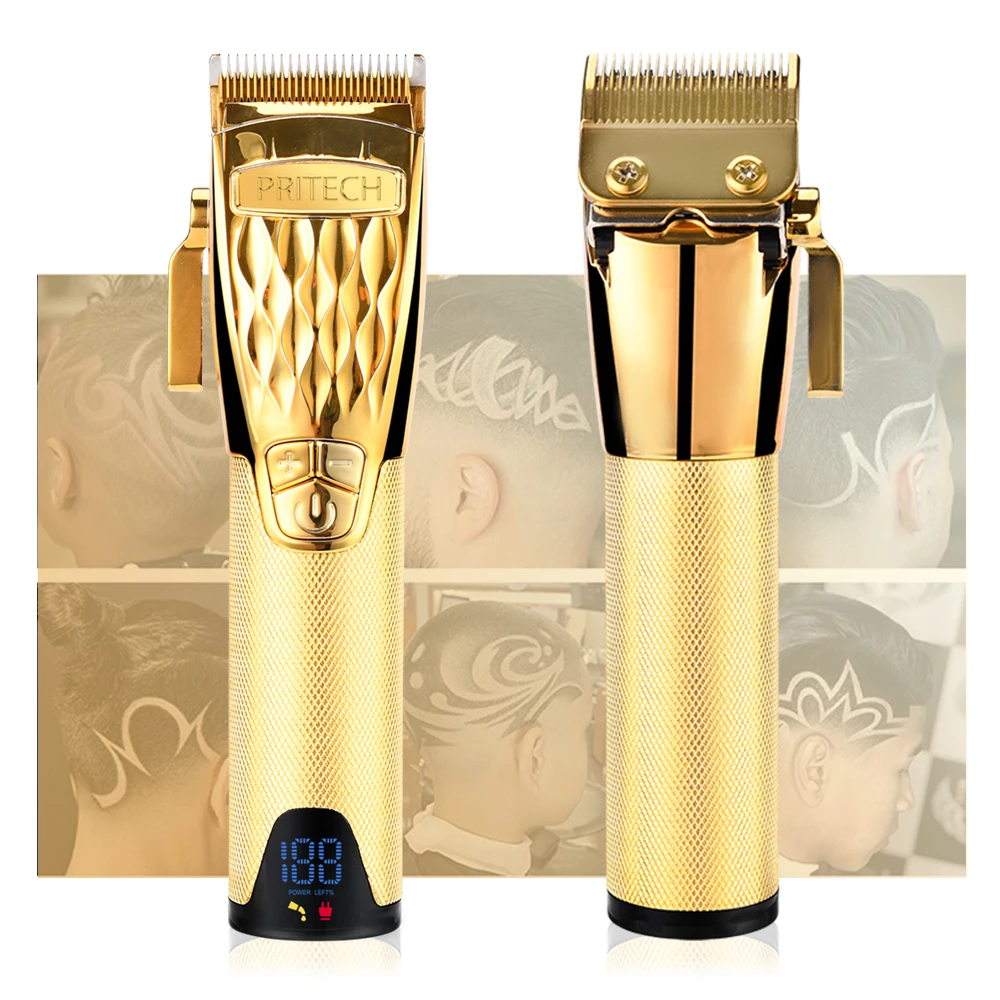 Электрическая машинка для стрижки волос Pritech с лезвиями из нержавеющей стали для мужчин, беспроводная профессиональная перезаряжаемая