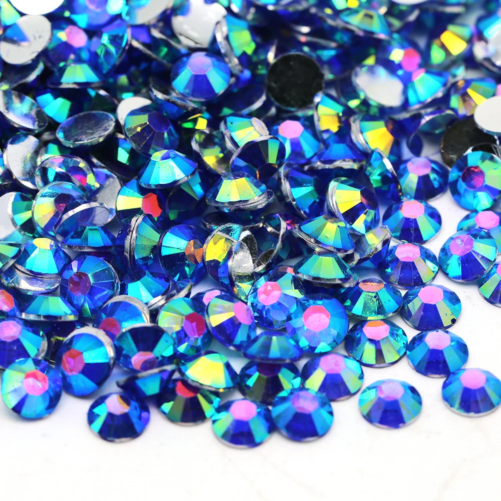 XULIN 4mm Plated 10 Kinds New Colors Crystal Flat Back Loose Round Resin Rhinestones Stones in bulk