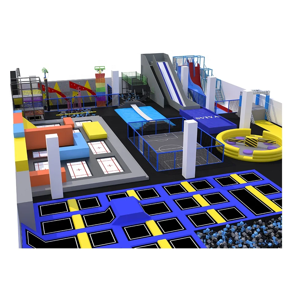 Commercial Indoor Trampoline Arena, Parkour Free Jumping Trampoline Zone