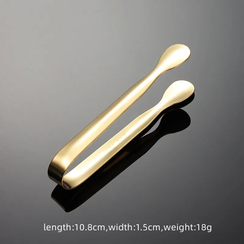 Multi Purpose 304 Stainless Steel Food Clip Ice Clamp Short Handle Round Edge Small Sugar Cube Tongs