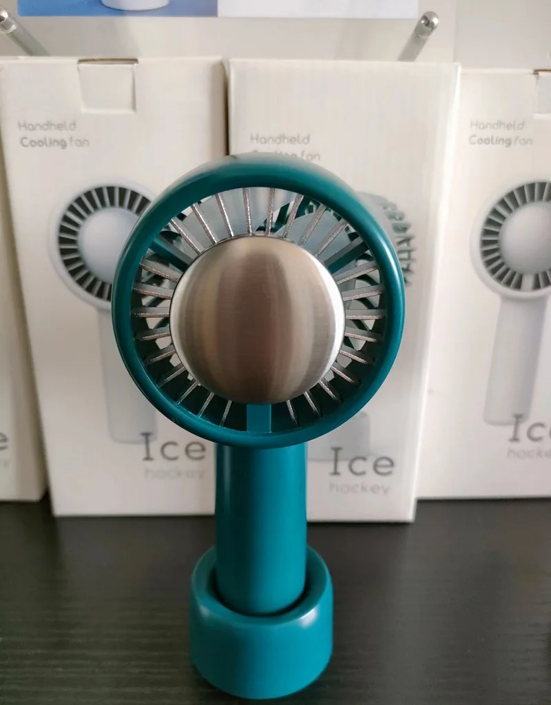 Air Ice Cooling Hand Fan USB Fan Stand Table Desktop Mini Cooling Blower Rechargeable Portable Fan Nice Gift