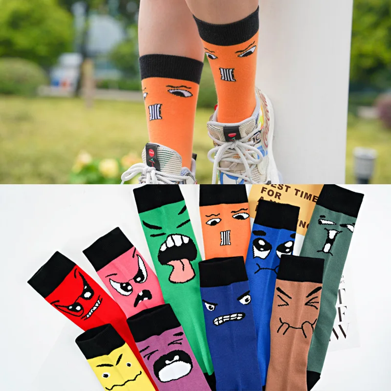 Funny happy comics men fashion cotton custom tube crew designer meias ankle anime cartoon socks