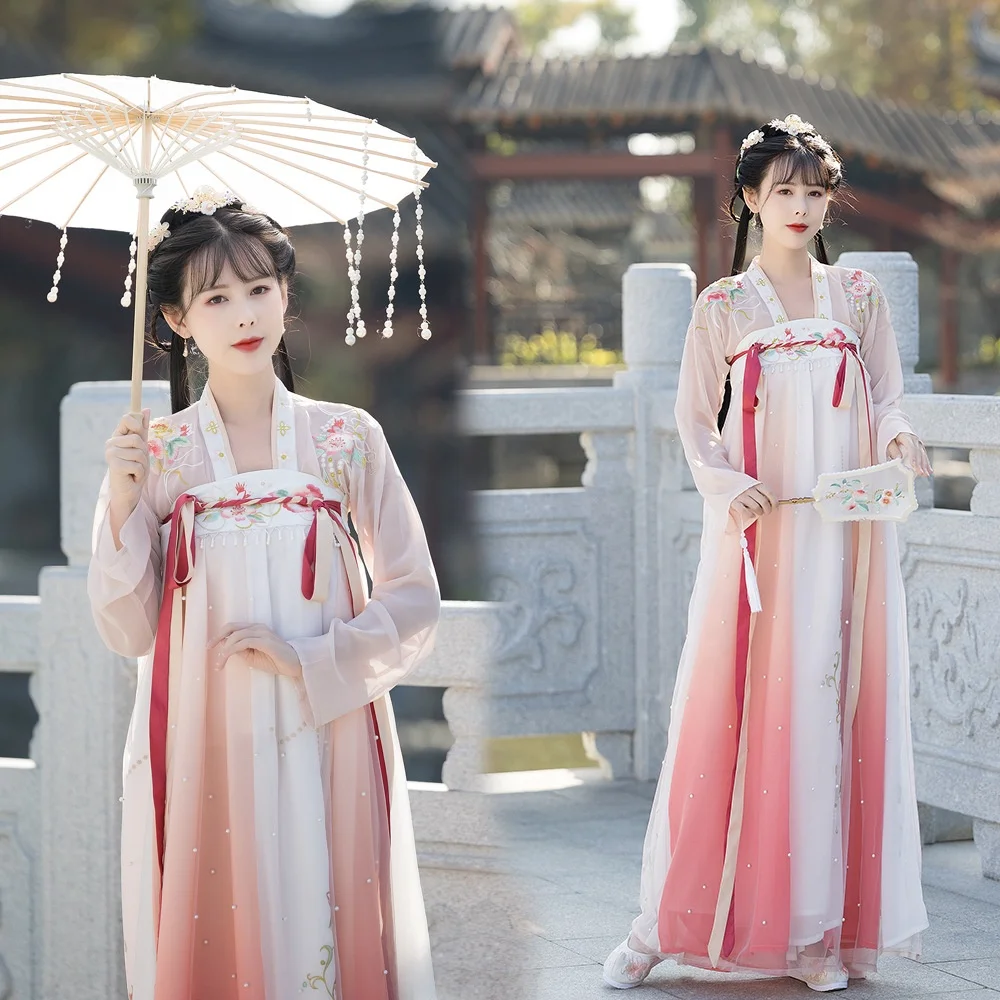 Старинный костюм династии Хань, вышивка, принты, сказочные платья, летнее традиционное китайское платье ханьфу для женщин