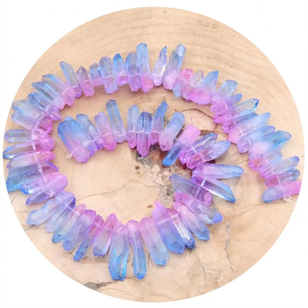 Slender Raw Crystal Set Points Bulk Pinkish Quartz Gemstone Beads Graduated High Quality Stick Spike