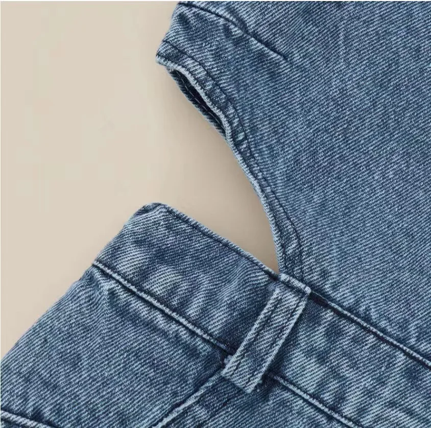 Conyson Wholesale Support Custom Baby Clothes Newborn Organic Cotton Sleeveless Premium Factories New Born Girl Denim Jumpsuit