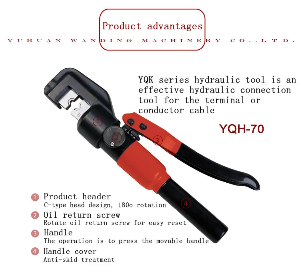 Hand Hydraulic Crimping Tool With Output Force 4.5T & Max. Crimping Capacity 70mm2