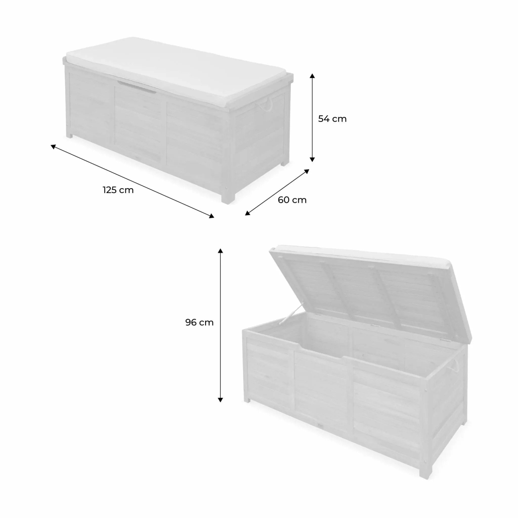 Садовая коробка 200L деревянная 125x60 см с подъемным механизмом