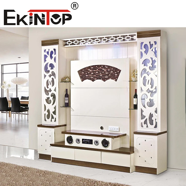 Ekintop Modern Wooden Tv Cabinet Living Room Table And Wine Cabinet Home Furniture Storage Luxury Wall Tv Stand