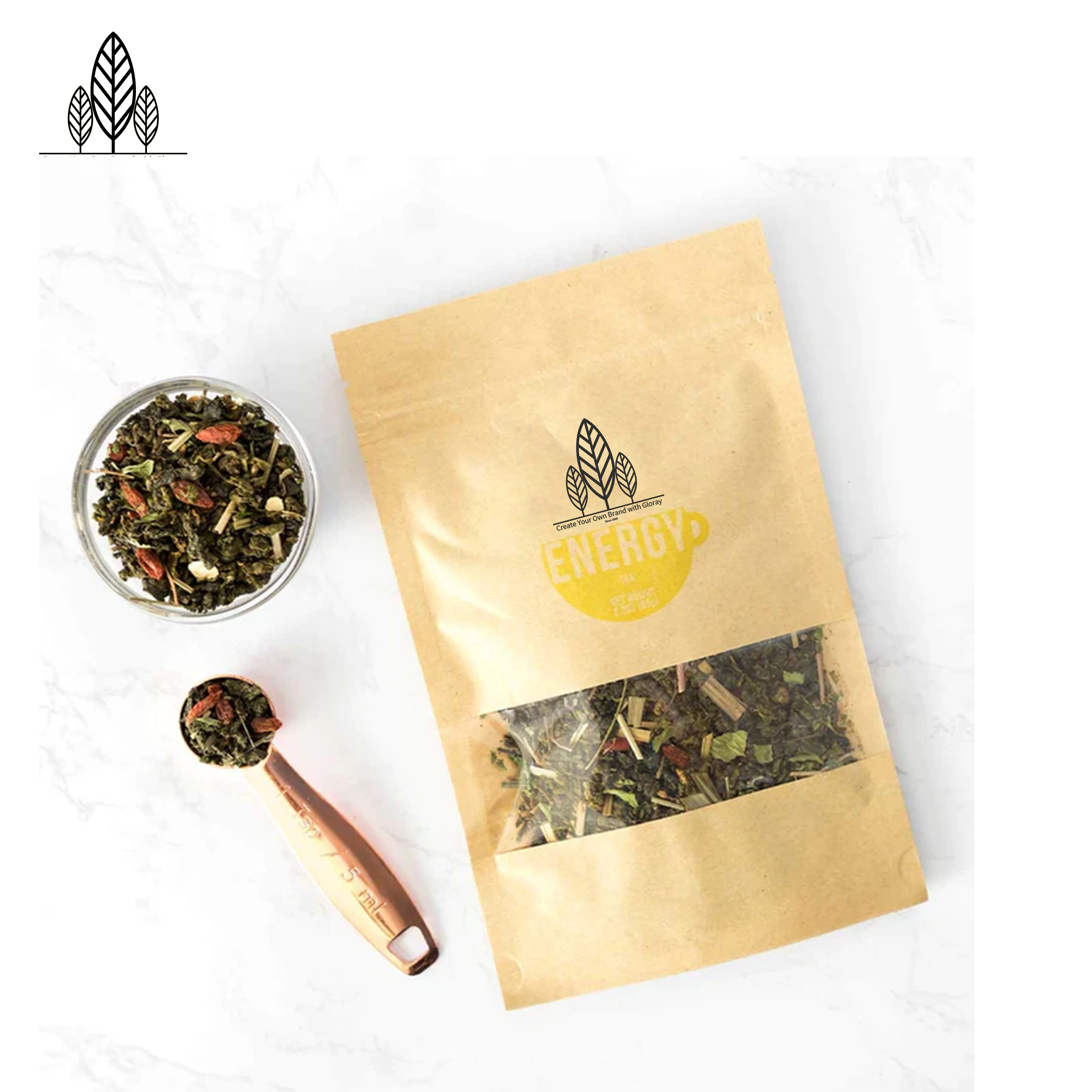 Energy Tea Blend Natural Herbal Ingredients Strength + Vitality Tea  Factory Price OEM Energy Booster Yerba Mate Teatox