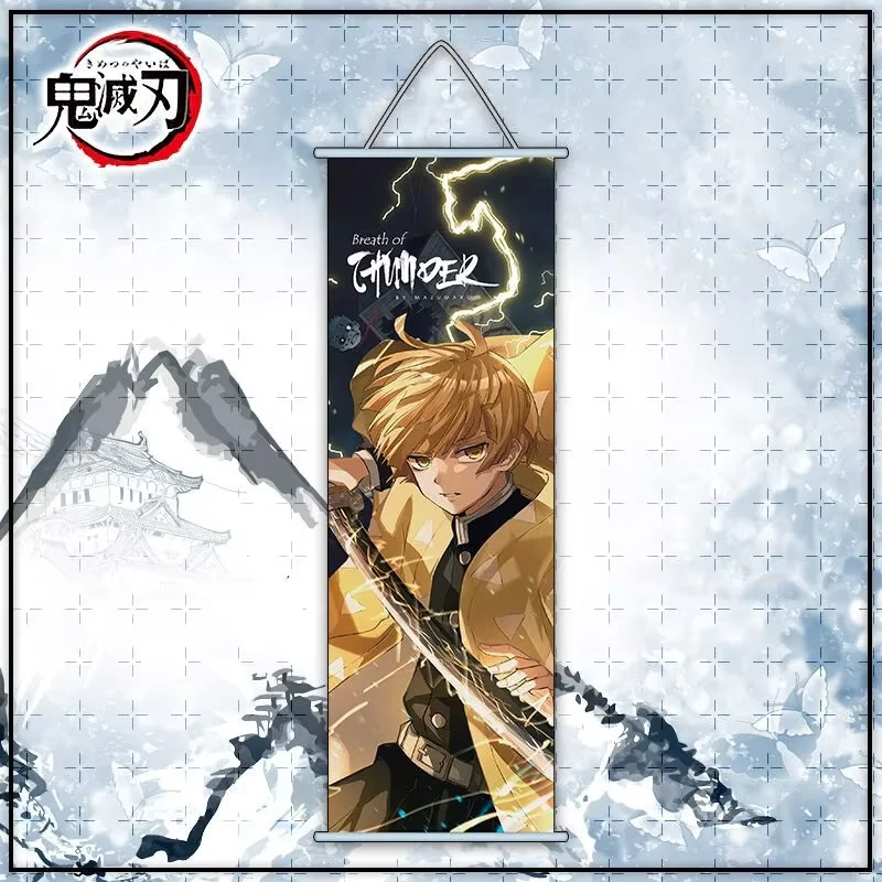 Wholesale 25* 70cm Anime Scroll Hanging Picture Demon Slayer Classic Anime Character Poster Canvas Print Decoration