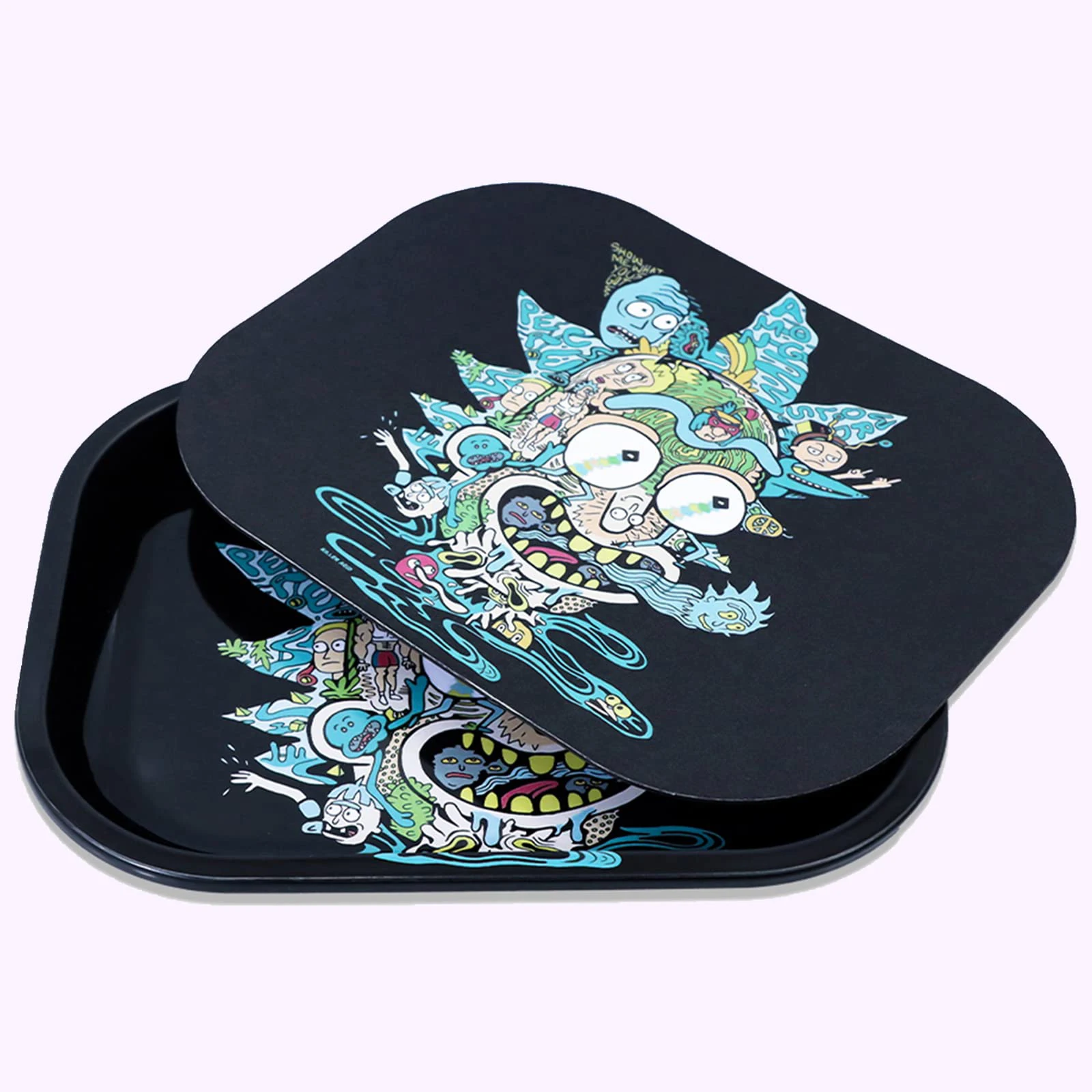 Roxyrolla Wholesale Custom LOGO 18*14cm Rolling Tray Manufacturers Rick And Morty Rolling Tray With Magnetic Lid