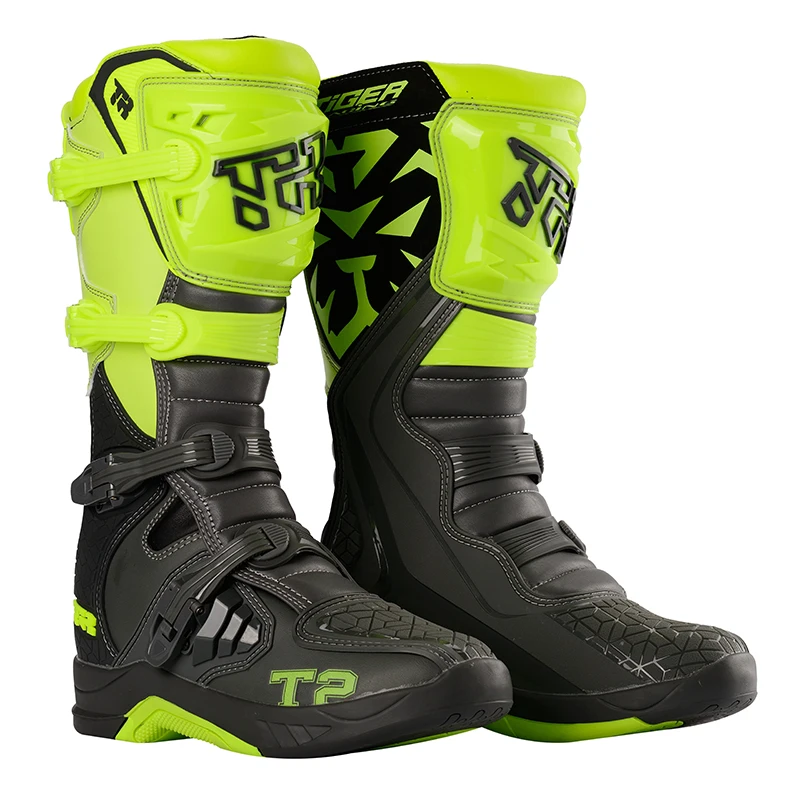 T2 Wholesale dirt bike motocross Boots cool  Black New Genuine Leather Oem Motorcycle Boots For Men