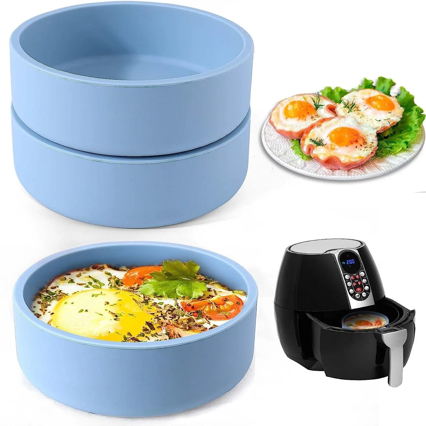 Food Grade Heat Resistance Multi-function Air Fryer Egg Poacher Boiled Egg Mold Air Fryer Silicone Baking Cup