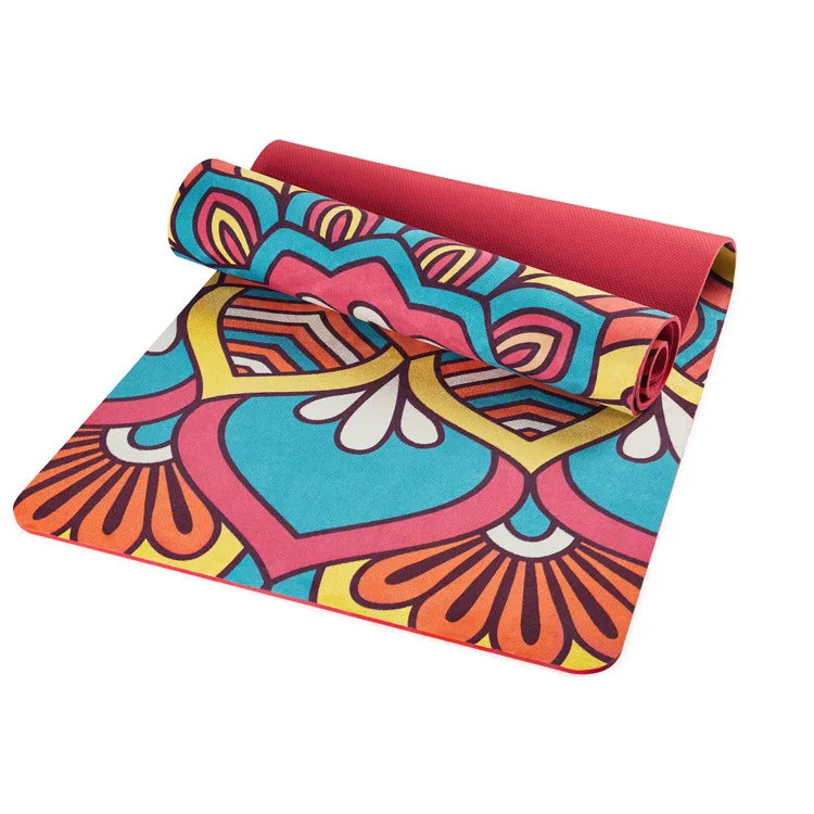
Pilates Custom Printed Eco Non Slip High Quality Microfiber Suede TPE Yoga Mat 