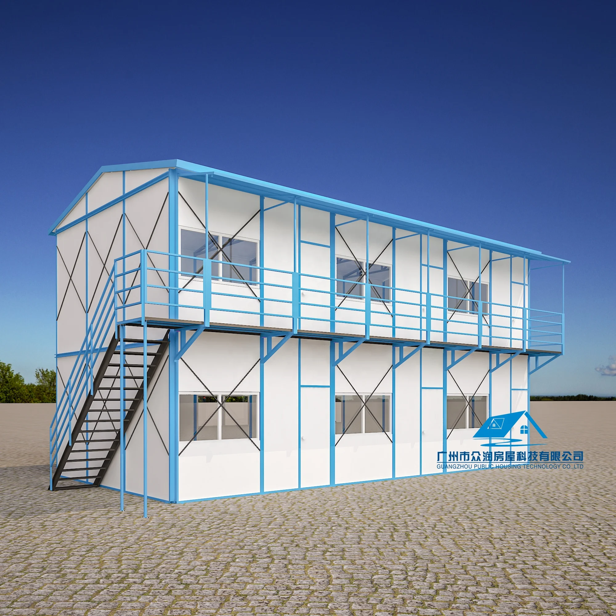 
low cost worker camp prefab building K-Type sandwich panel house steel structure apartment for sale 