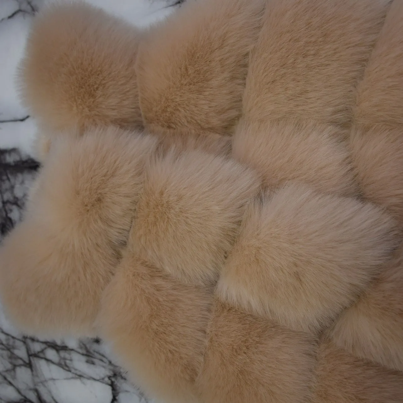 Patchwork Women Casual Wear Autumn Fashion Coat Faux Fox Fur Woven Mid-length Silver Fox Fur Waistcoat Sleeveless