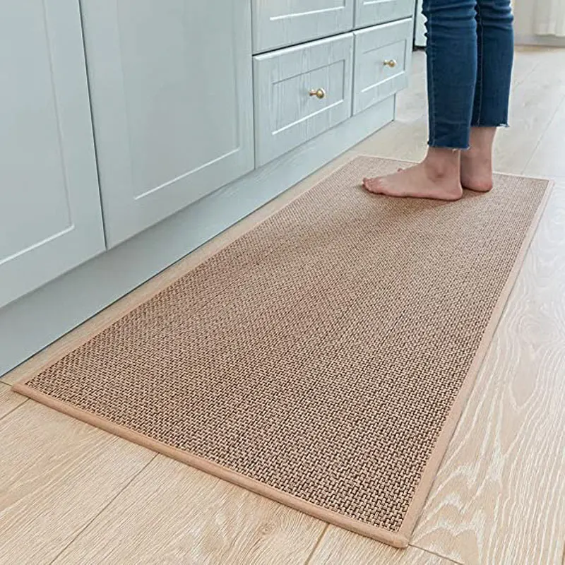 Household flax Linen Water absorption Non-slip Foot pad doormat home use custom floor mats carpet for kitchen