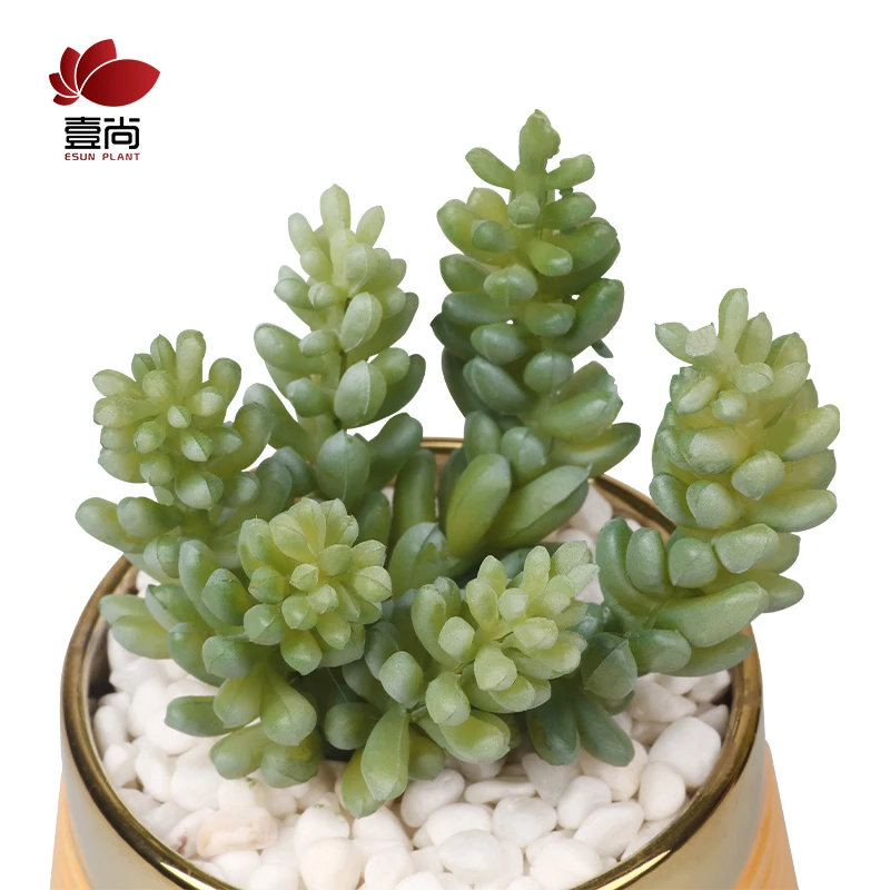 ES1348 Factory Direct High Quality Green Individual Mini  Fake Artificial Succulent Plant Bonsai Hotel Home  office Decoration