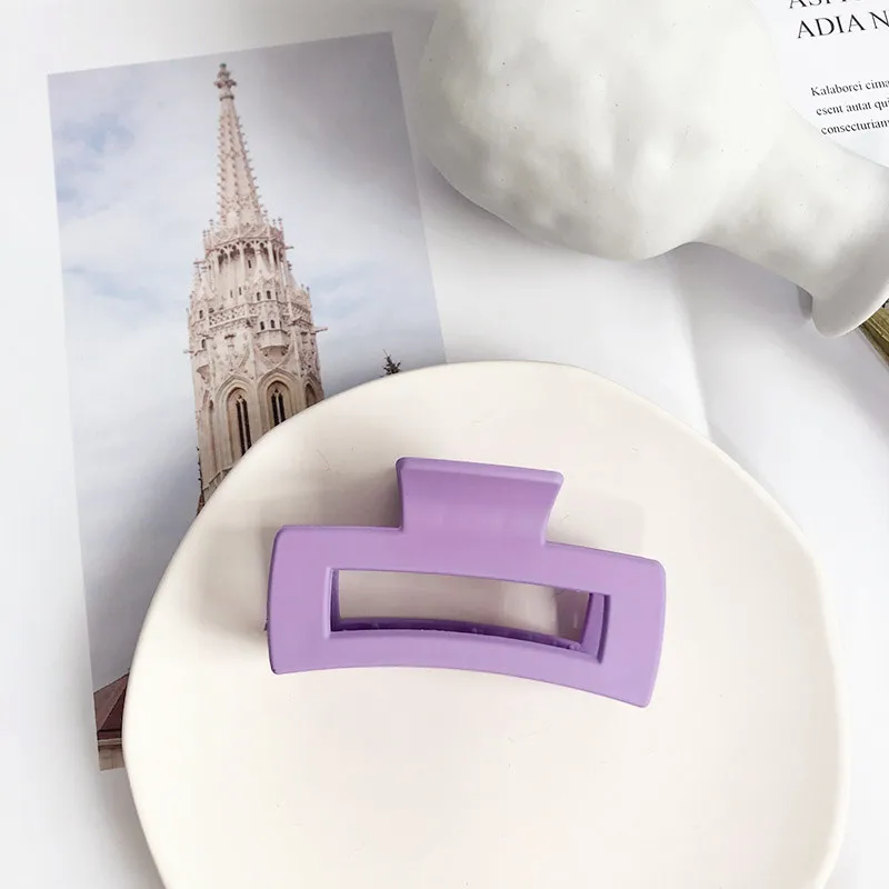 8CM Korean Style Matte Macaron Color Square Shape Acrylic Hair Clips Claw Accessories For Women Ladies