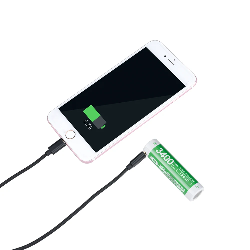 New micro USB Charging 3.7V 3400mAh Rechargeable 18650 li-ion battery