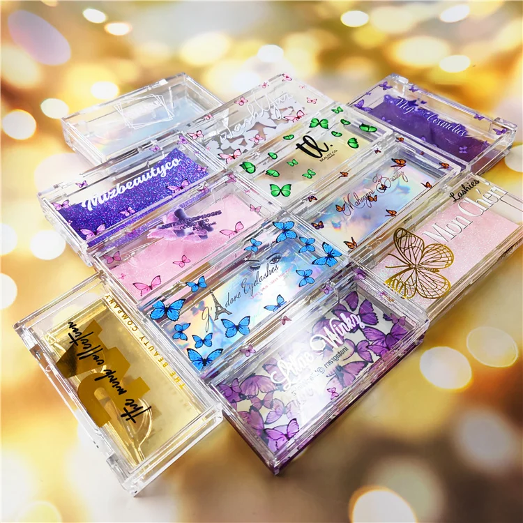 3D норковые полосы, ресницы, оптовая продажа, акриловая упаковка в виде бабочки, Индивидуальная коробка для ресниц, 25 мм, пакет для ресниц из норки Wispy