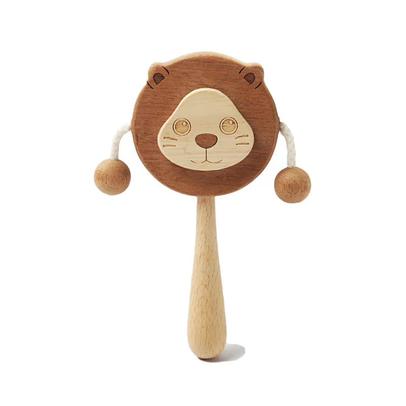Solid wood rattle beech Soothing Hand ringing newborn toy gift
