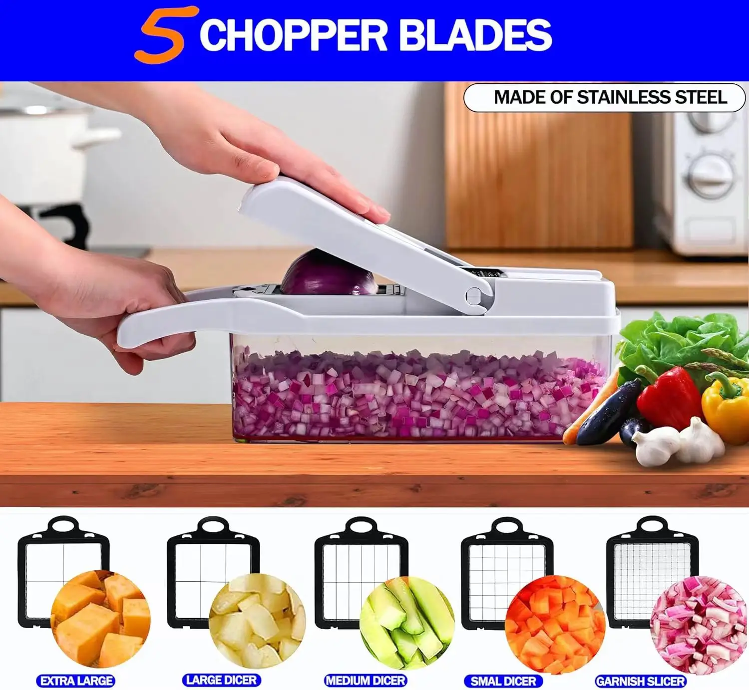 Pro Onion Chopper Multifunctional 26 In 1 Food Processor 12 Blades Steel Vegetable Slicer Dicer Cutter Peeler New Kitchen Fruit