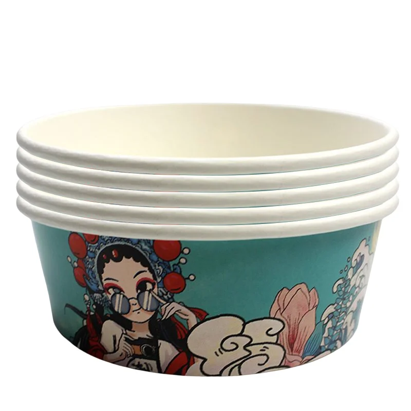 Eco-friendly disposable paper food container paper hot soup 650ml bowl with custom logo printing