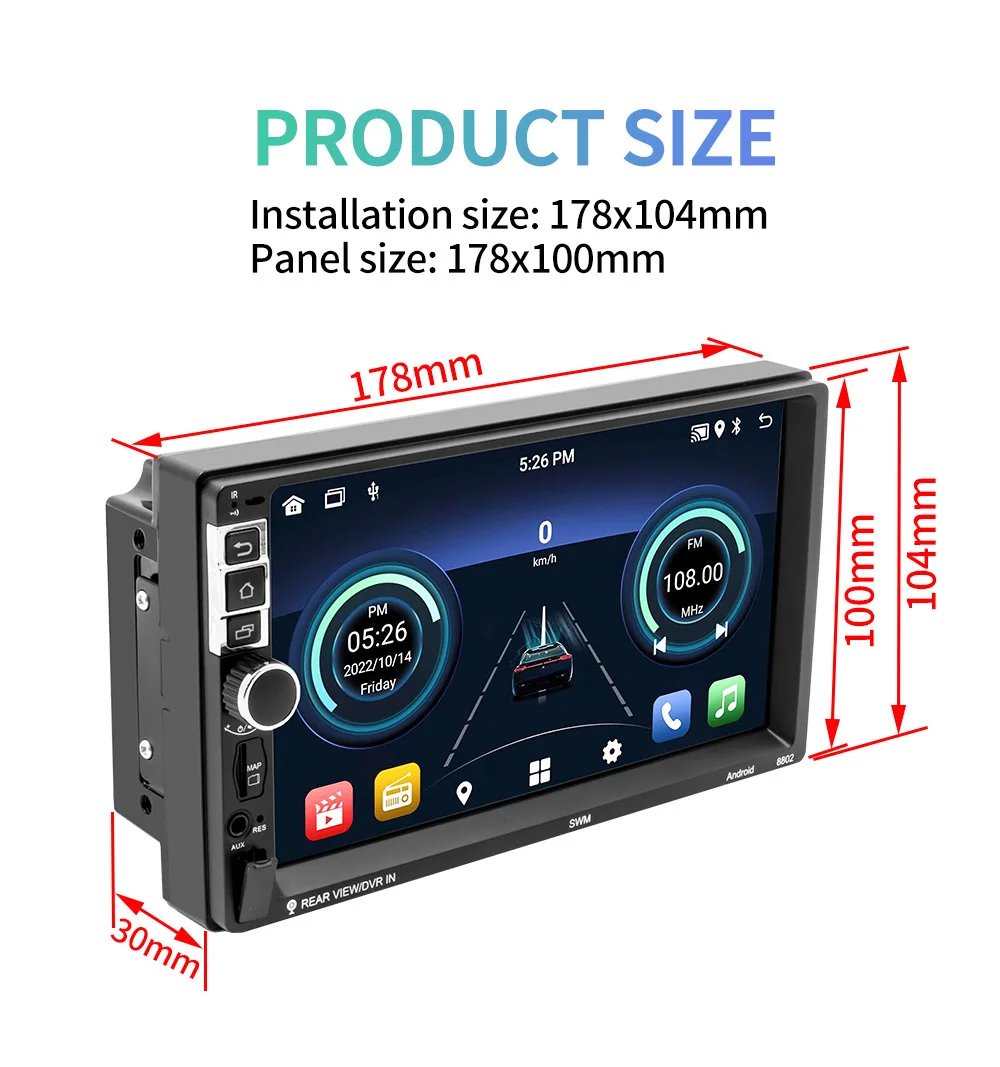 7 Inch 2 Din Multimedia Mirror Link Android Radio Wifi Autoradio Car Radio Touch Screen GPS Navigation Car DVD Player