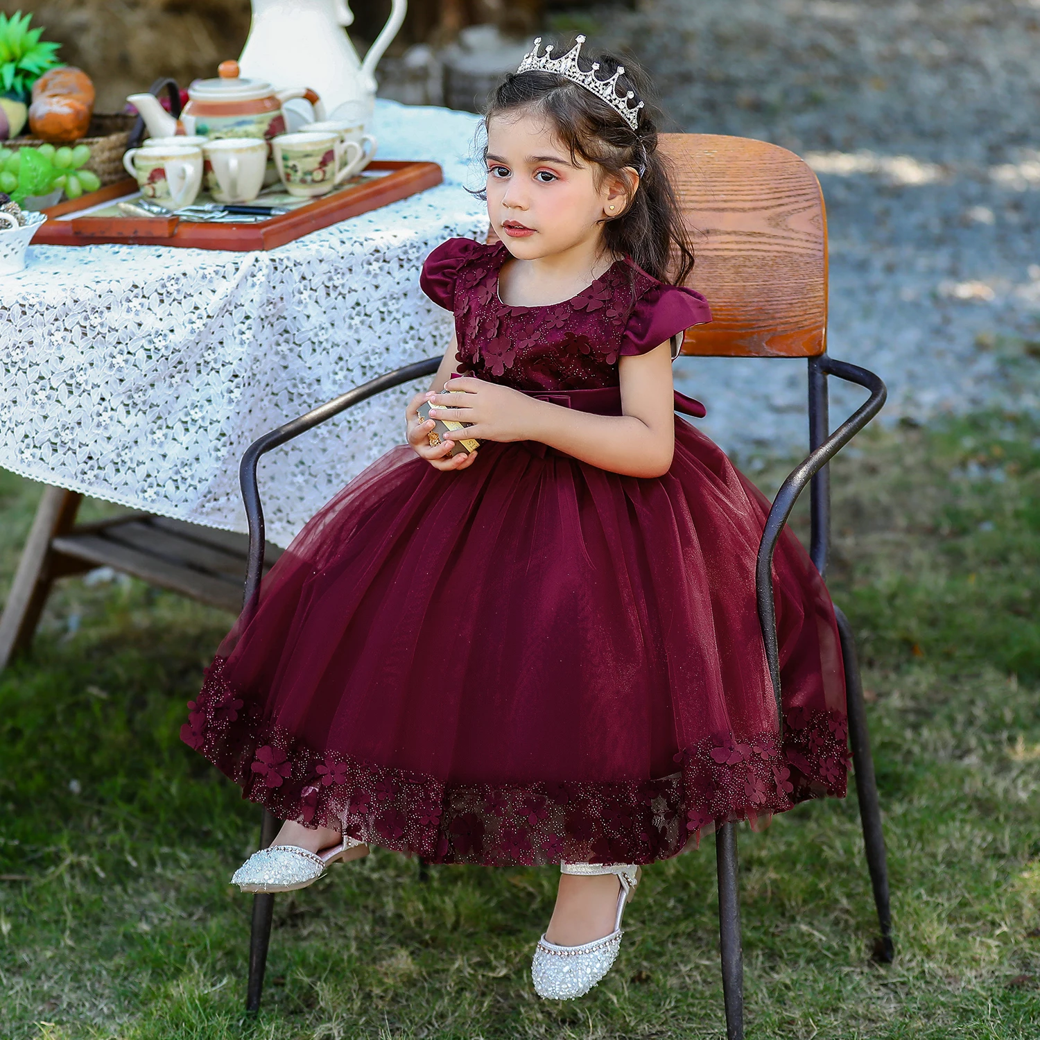 Latest Toddler Girls Party Wear Dresses Small Baby Sequins Frock Kids Spring Birthday Dress