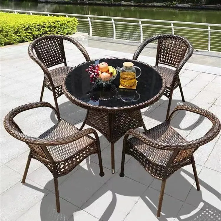 Comfortable Leisure Outdoor Furniture Set High Back Patio Rattan Wicker Dining Garden Chair