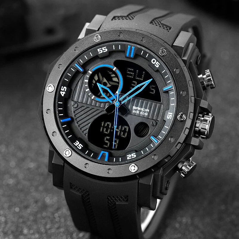 Mens Digital Sports Watch Outdoor Alarm Stopwatch 3ATM Waterproof Men Wristwatches