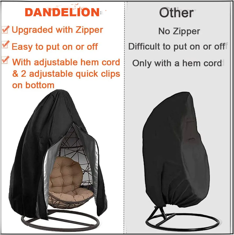 Durable Dustproof Waterproof  Single Seat Swing Egg Chair covers Patio Egg Chair Covers
